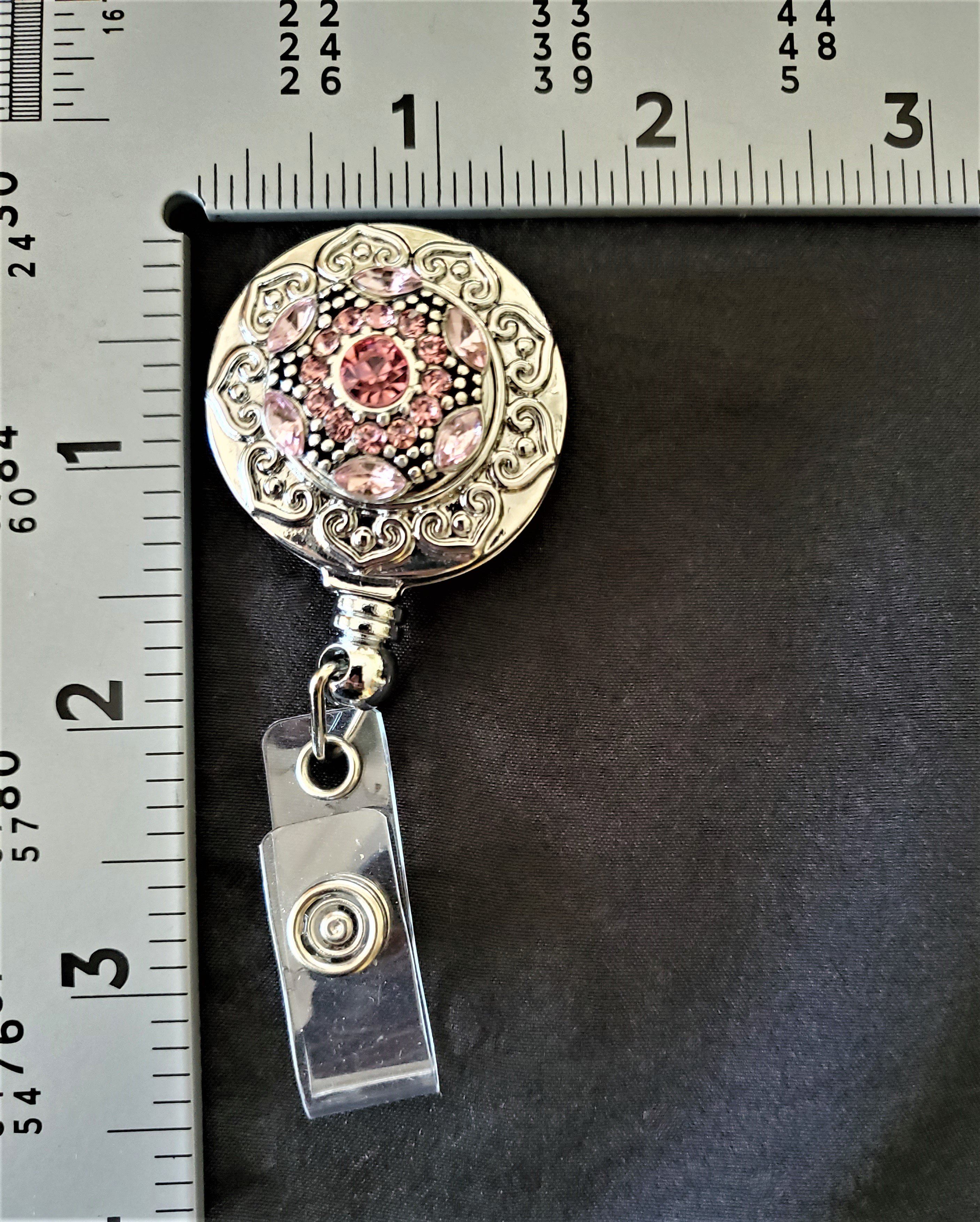Retractable Beaded Hearts Magnetic Badge Holder